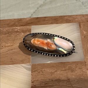 Antique Sterling Blister Pearl Brooch